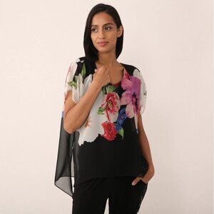 Like NEW - Floral Chiffon T-Shirt - Size M